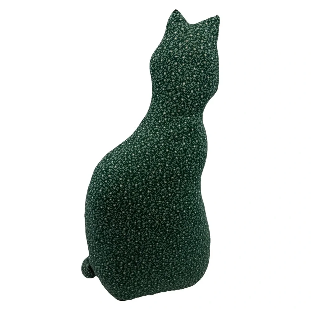 Green Cat‎ Sitting Fabric Door Stopper Flowers 15